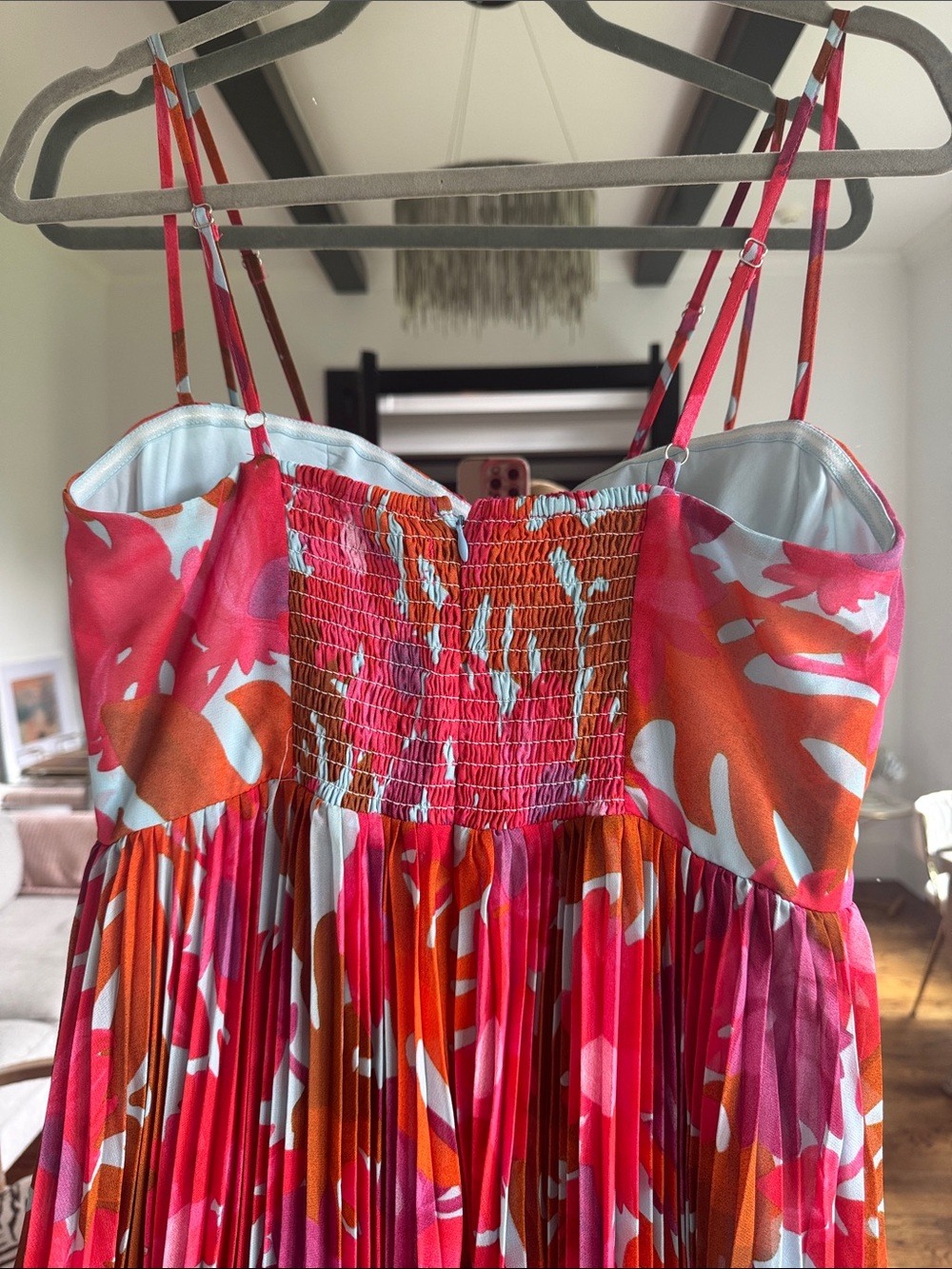❤️ M Petal and Pup Pleated Floral Maxi Dress in Pink Blue Orange Purple Red - Picture 3 of 6